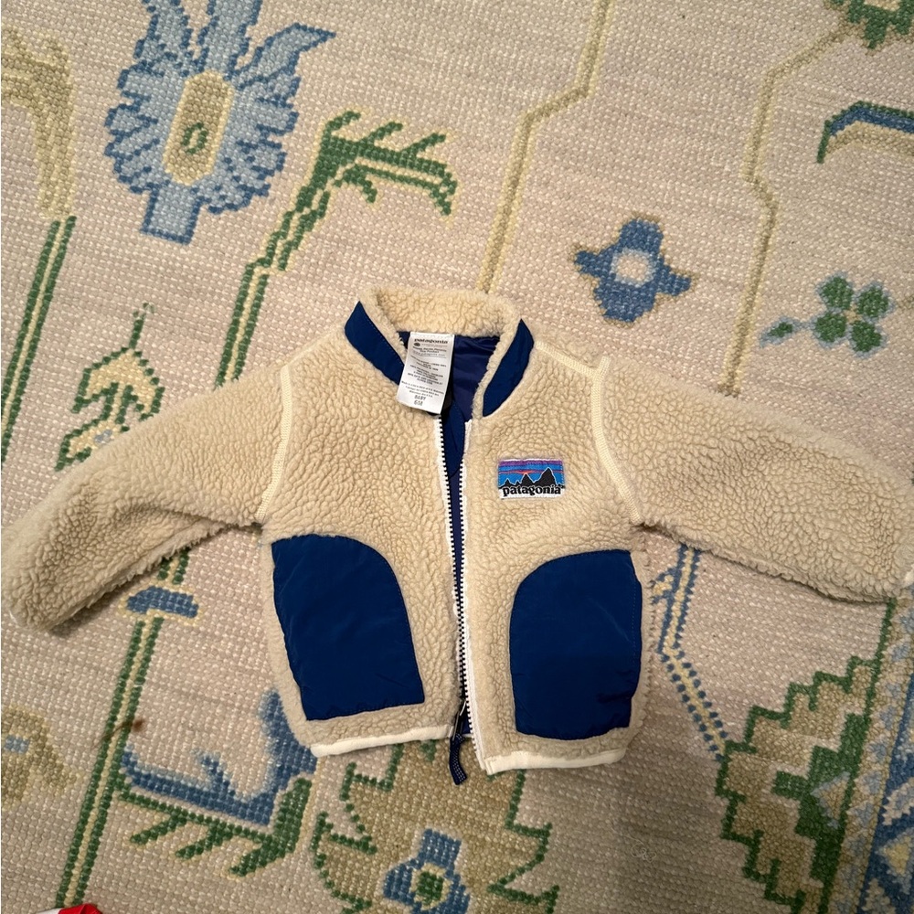 Patagonia Blue and Cream Baby Fleece Jacket